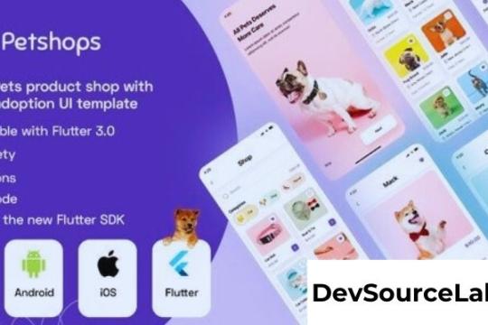 Flutter : Pets product shop with adoption UI template + Android app Template + IOS app Template v1.0